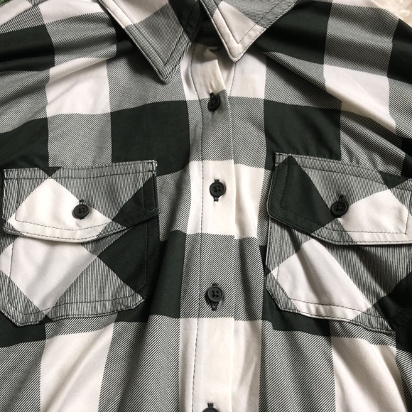 Green & White Plaid Flannel Button Up - Picture 4 of 6